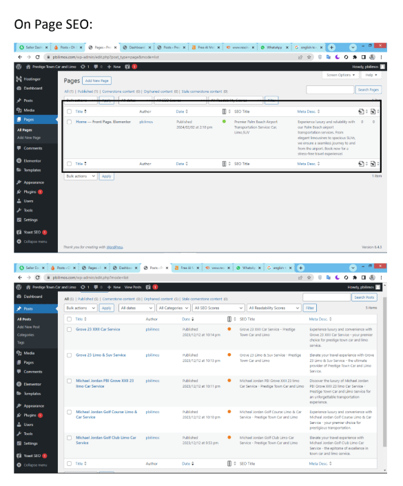 Website On-page SEO work proof